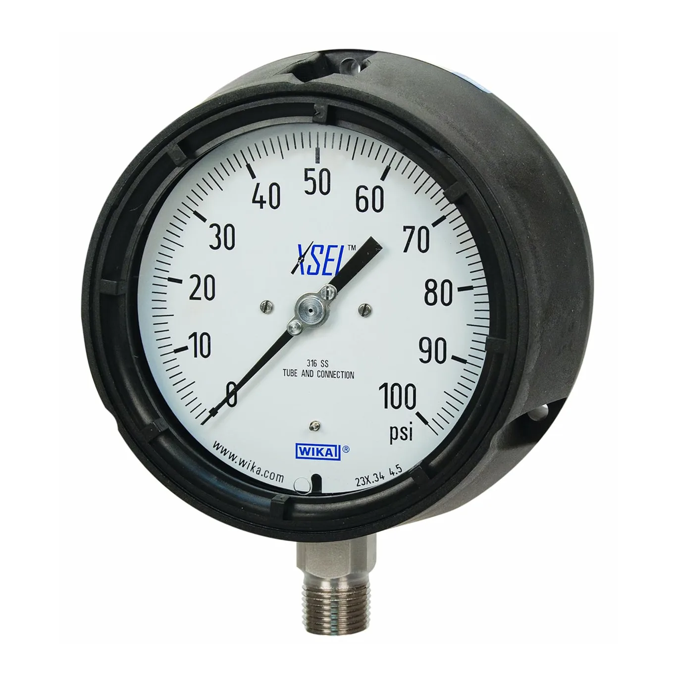 Bourdon Tube Phenolic Pressure Gauge, Stainless Steel (XSEL / Process) – WIKA 232.34