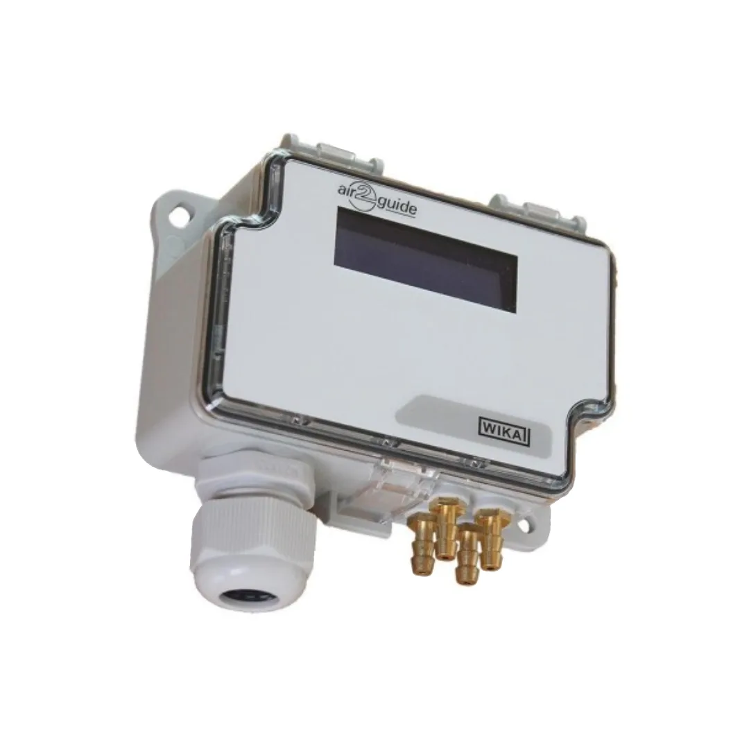 WIKA A2G-52 Dual Differential Pressure Sensor for Ventilation & Air-Conditioning (HVAC) – 2 Measuring Points in One Unit, Up to –250…+7,000 Pa, Modbus RTU, 2× Temperature / Analogue Inputs, LC Display