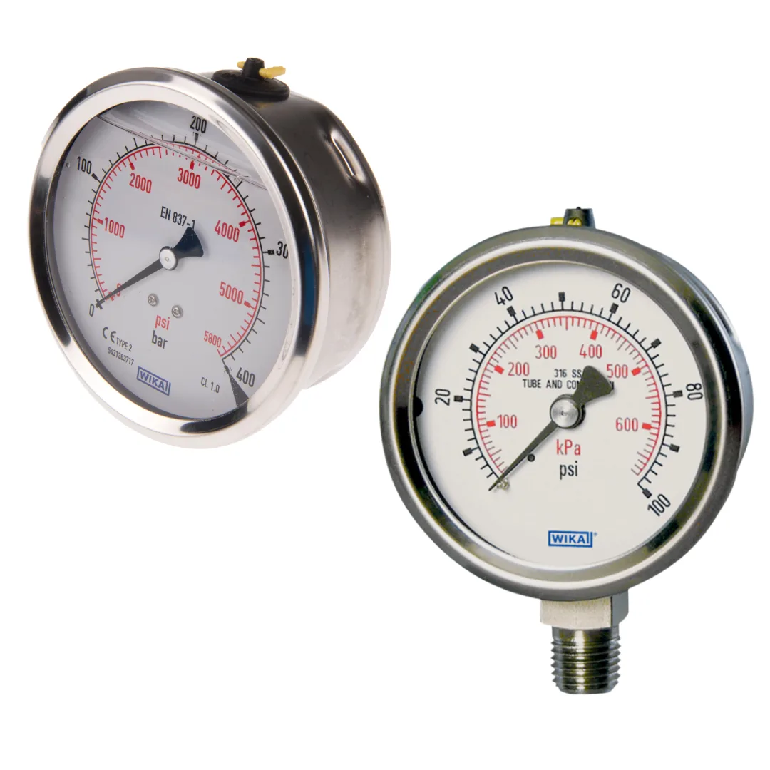 Bourdon Tube Pressure Gauge, Stainless Steel (Dry / Fillable) - WIKA 232.50