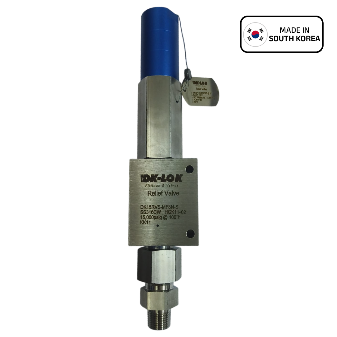 DK-Lok DK15RVS Factory-Set High Pressure Relief Valve, 316 SS