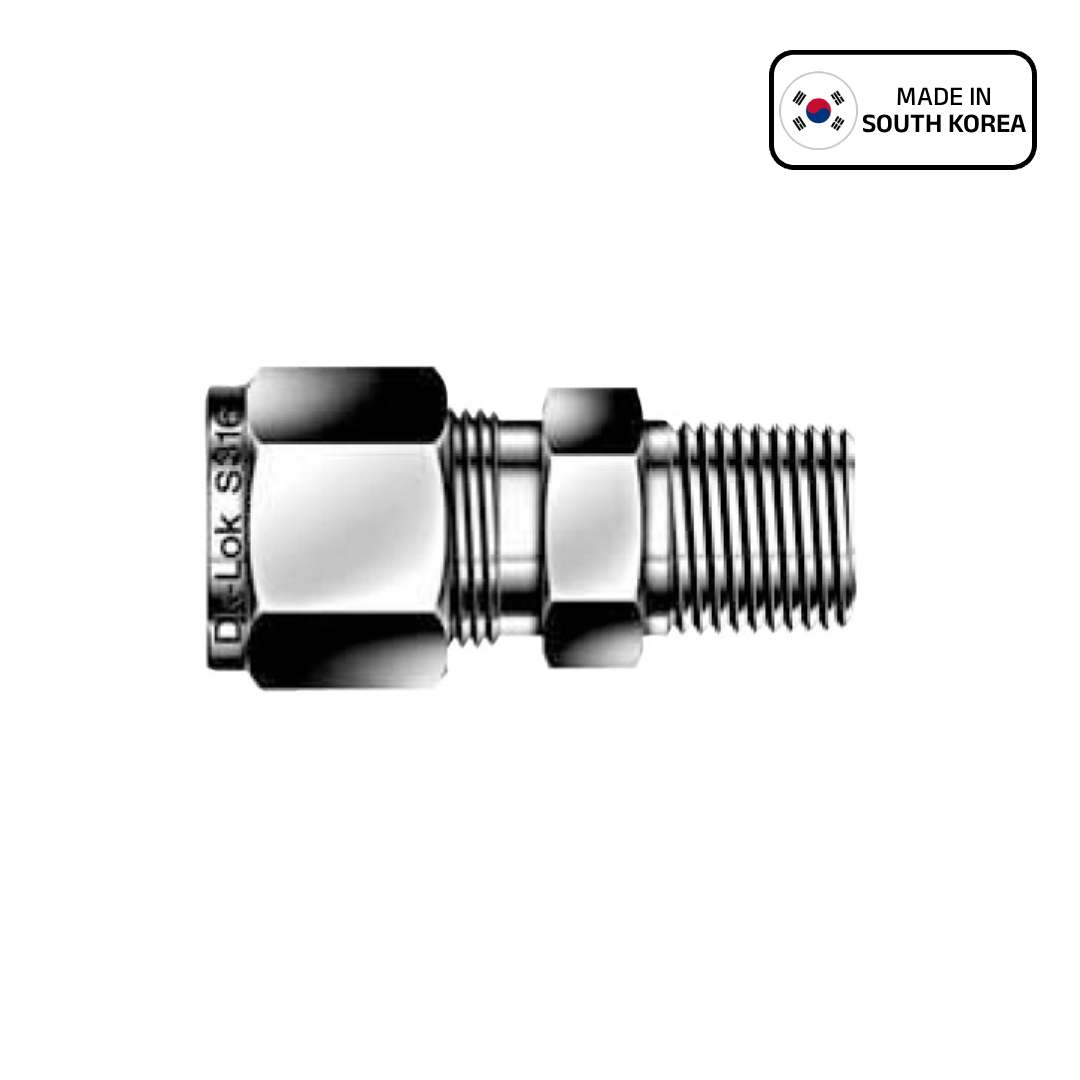 وصلة مستقيمة أنبوب إلى سن ذكر NPT من DK-Lok طراز DMC ، فولاذ 316